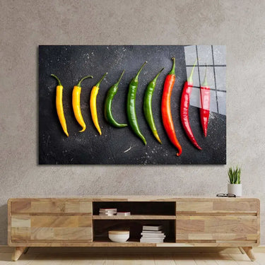 Yellow, Green and Red Peppers Glass Wall Art - DIY - CreoGlass®