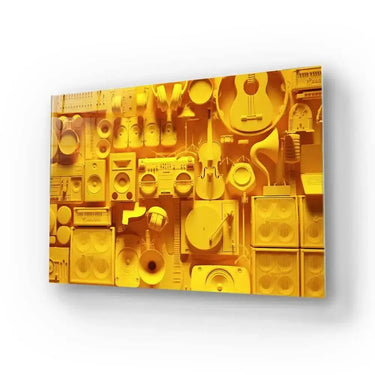 Yellow Musical Collage Glass Wall Art - DIY - CreoGlass®