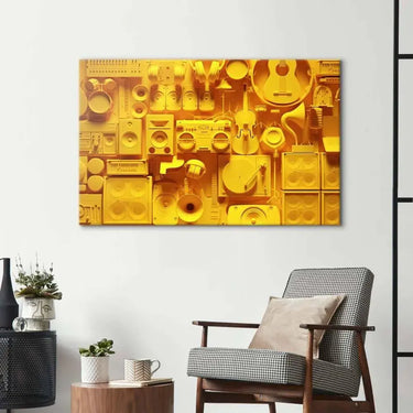 Yellow Musical Collage Glass Wall Art - DIY - CreoGlass®