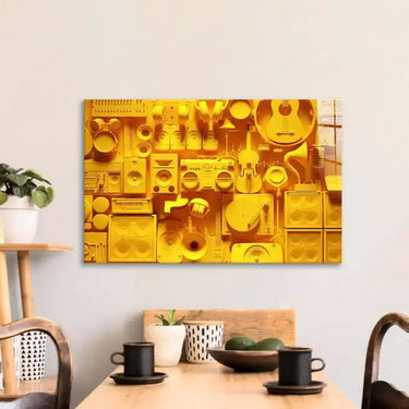 Yellow Musical Collage Glass Wall Art - DIY - CreoGlass®