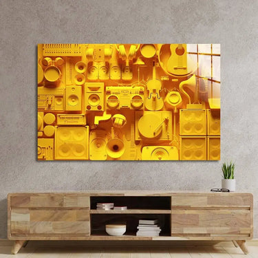 Yellow Musical Collage Glass Wall Art - DIY - CreoGlass®
