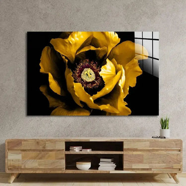 Yellow Peony Glass Wall Art – Landscape Sizes – DIY - CreoGlass®
