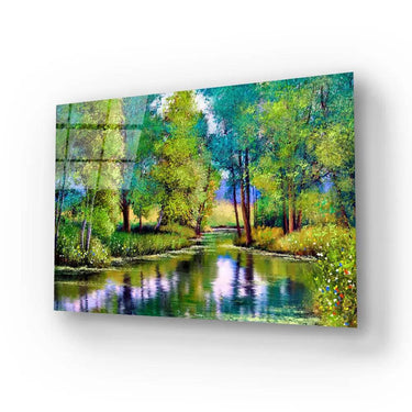 Autumn Landscape Trees Lake Glass Wall Art - DIY - CreoGlass®