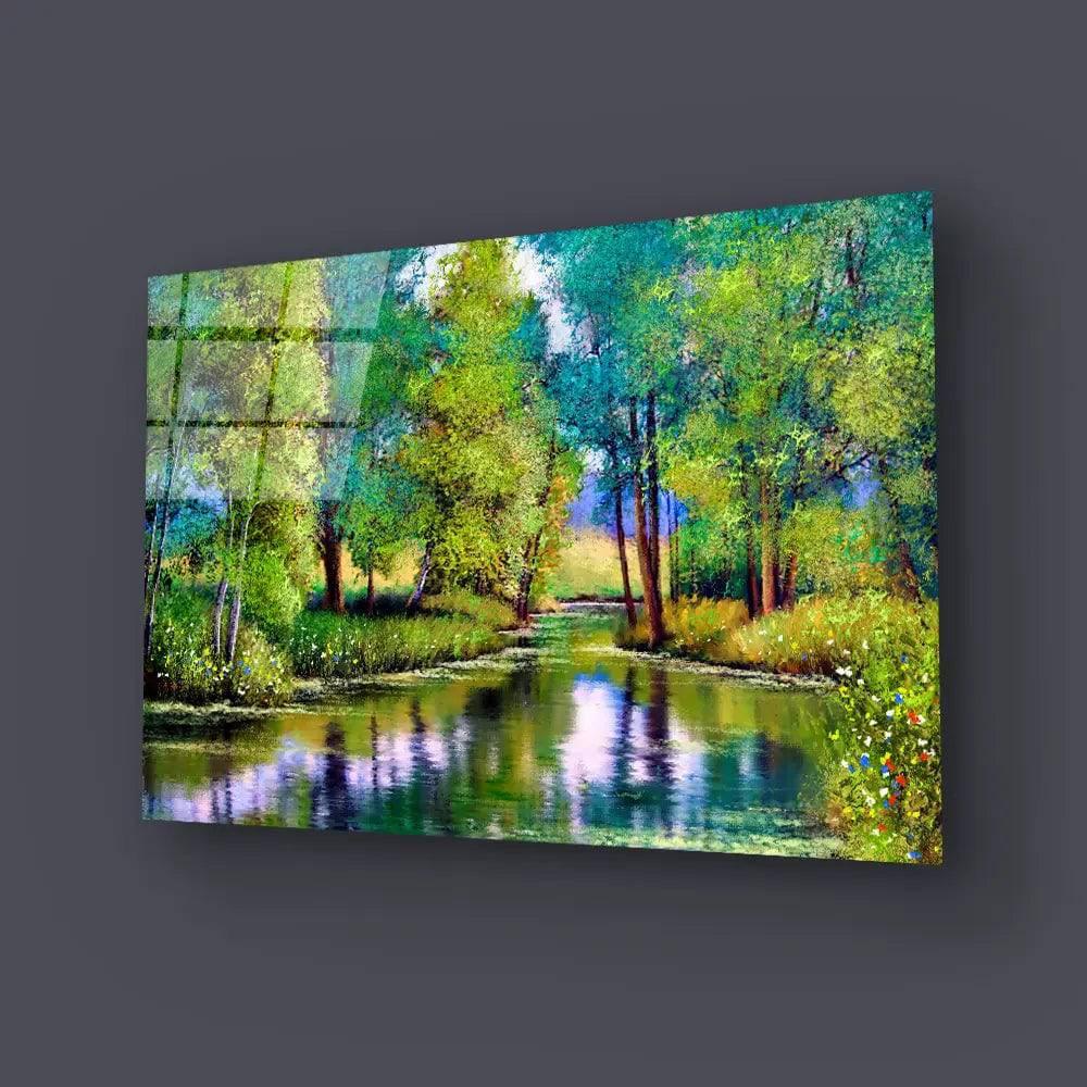 Autumn Landscape Trees Lake Glass Wall Art - DIY - CreoGlass®