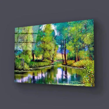 Autumn Landscape Trees Lake Glass Wall Art - DIY - CreoGlass®