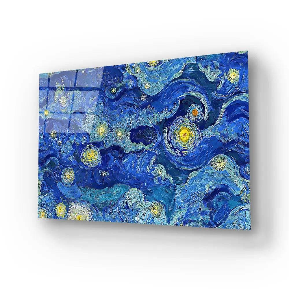 Cloudy Blue Night Sky Stars Glass Wall Art - DIY - CreoGlass®