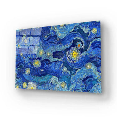 Cloudy Blue Night Sky Stars Glass Wall Art - DIY - CreoGlass®