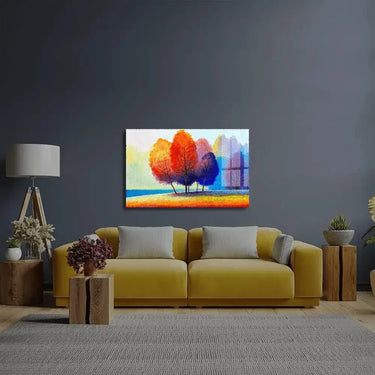 Colorful Autumn Forest Beautiful River Glass Wall Art - DIY - CreoGlass®