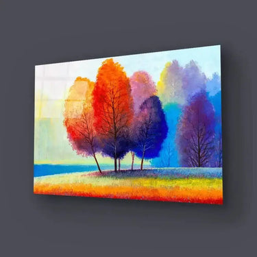 Colorful Autumn Forest Beautiful River Glass Wall Art - DIY - CreoGlass®