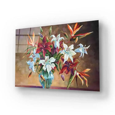 Colorful Lily Flowers Glass Wall Art - DIY - CreoGlass®