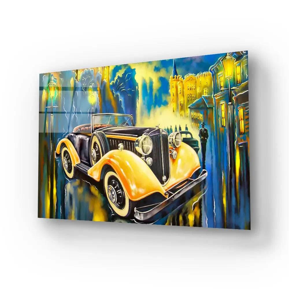 Completely Fictional Old Car Street Glass Wall Art - DIY - CreoGlass®