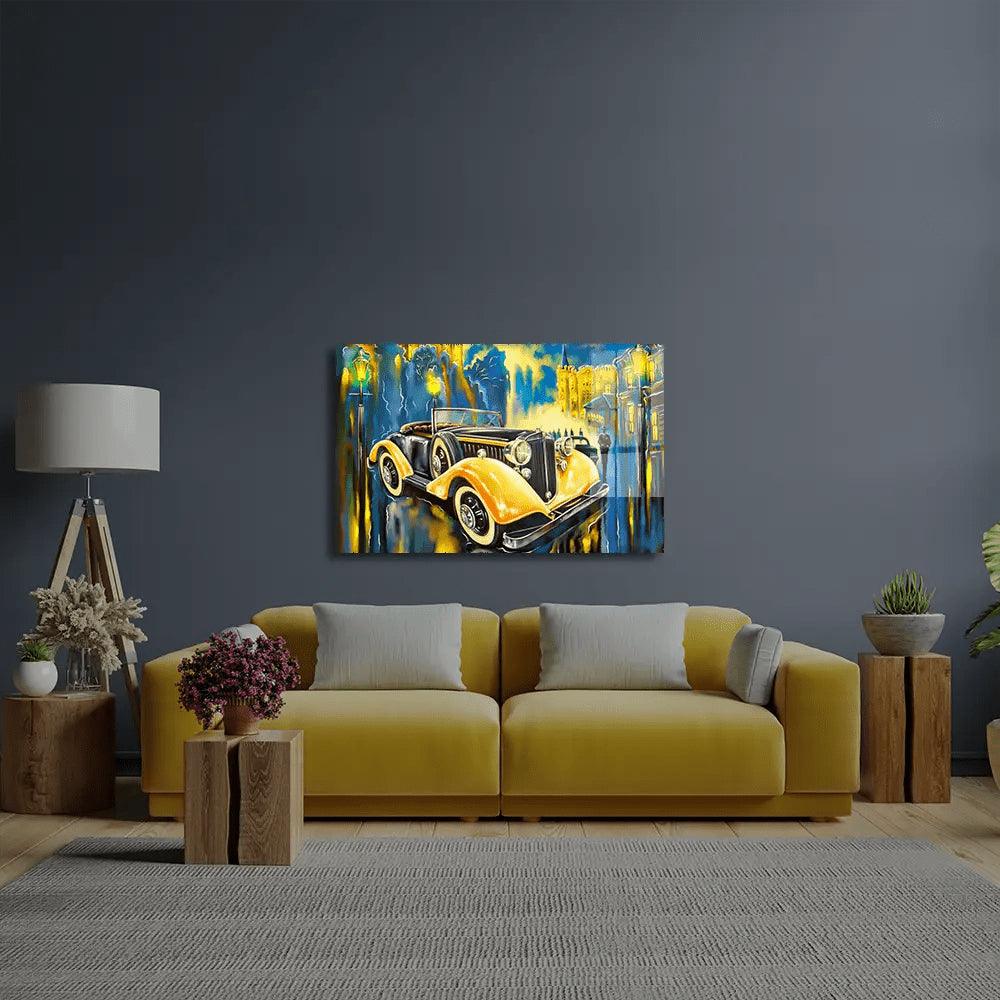 Completely Fictional Old Car Street Glass Wall Art - DIY - CreoGlass®