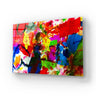 Vibrant abstract art print with bold colorful splashes and geometric shapes, modern wall decor