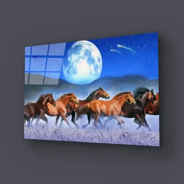 Horses Wheat Moon Glass Wall Art - DIY - CreoGlass®