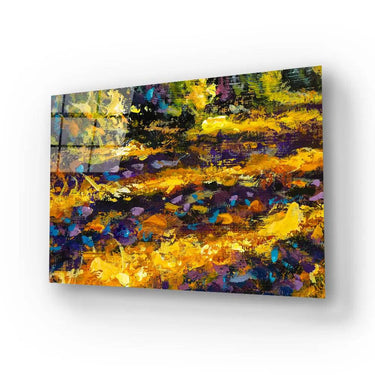 Impressionism Close Up Painting Sunny Autumn Road Glass Wall Art - DIY - CreoGlass®