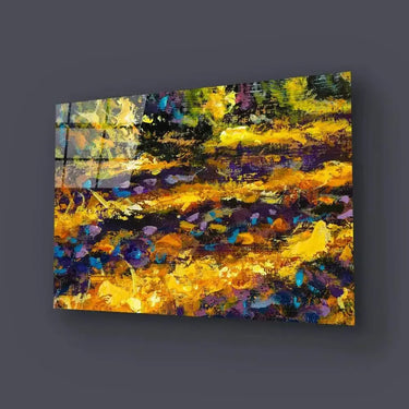 Impressionism Close Up Painting Sunny Autumn Road Glass Wall Art - DIY - CreoGlass®