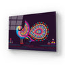 Vibrant peacock art glass panel with intricate mandala patterns, ideal for decorative interior design