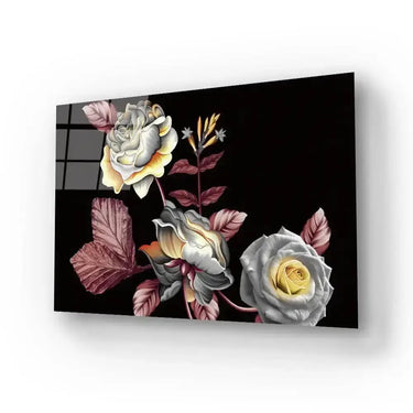 Manual Ornament Watercolor Flowers Roses Floral Texture Glass Wall Art - DIY - CreoGlass®