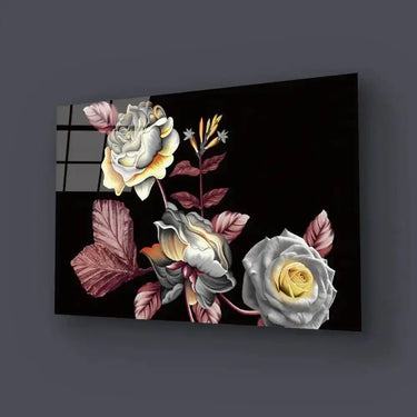 Manual Ornament Watercolor Flowers Roses Floral Texture Glass Wall Art - DIY - CreoGlass®