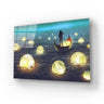 Night Scenery Man Rowing Boat Among Many Glowing Moons Floating Sea Glass Wall Art - DIY - CreoGlass®