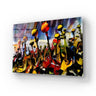 Abstract art glass panel with vibrant colors and modern design for luxury interiors
