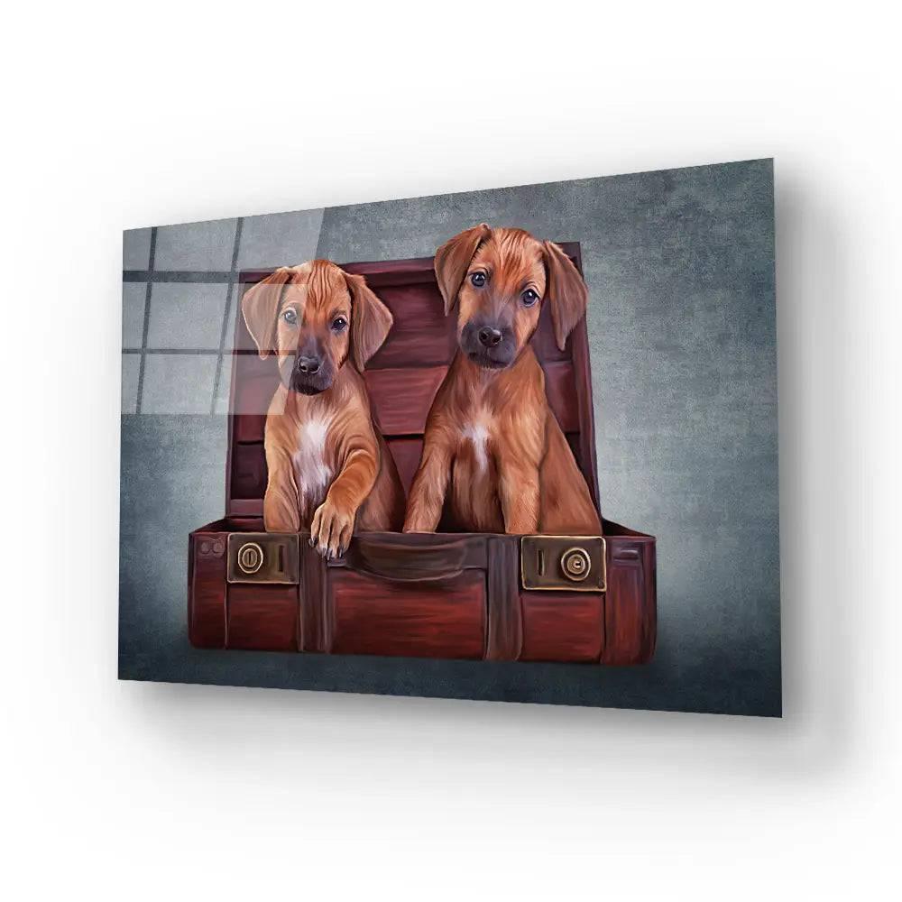 Puppies Rhodesian Ridgeback Glass Wall Art - DIY - CreoGlass®