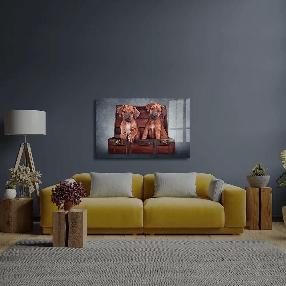 Puppies Rhodesian Ridgeback Glass Wall Art - DIY - CreoGlass®