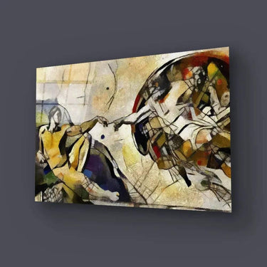 Abstract art print on canvas with bold brushstrokes and warm tones, modern wall decor