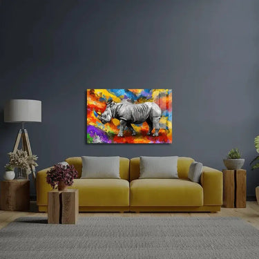 Rhinoceros Colorful Glass Wall Art - DIY - CreoGlass®