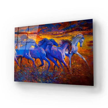 Running Horses Glass Wall Art - Landscape Sizes - DIY - CreoGlass®