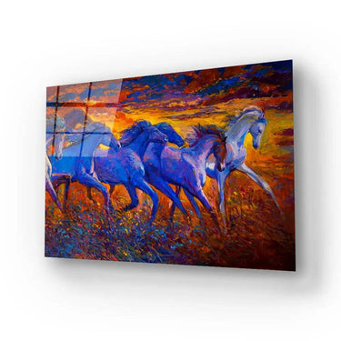 Running Horses Glass Wall Art - Landscape Sizes - DIY - CreoGlass®