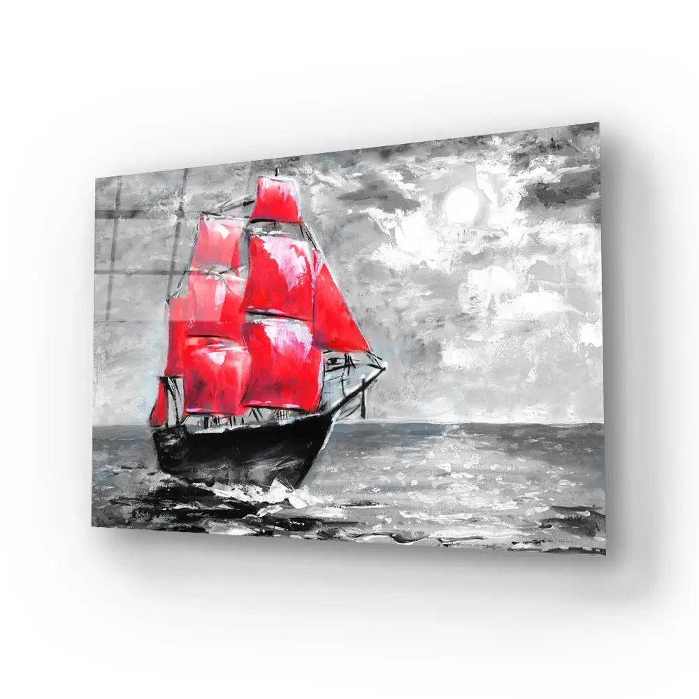 Scarlet Sails Ship Ocean Glass Wall Art - DIY - CreoGlass®