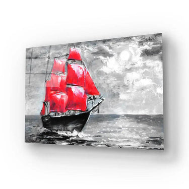 Scarlet Sails Ship Ocean Glass Wall Art - DIY - CreoGlass®