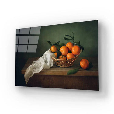 Still Life Mandarins Drapery Glass Wall Art - DIY - CreoGlass®