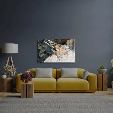 The Girl Lies Grass A Bird Sits Woman's Shoulder Glass Wall Art - DIY - CreoGlass®