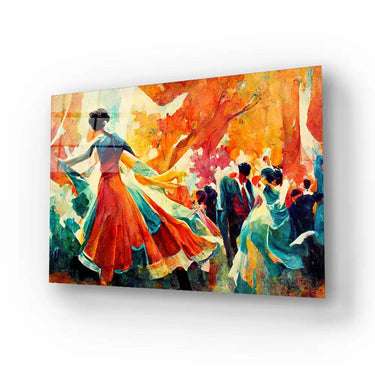 Traditional Folk Dance Woman Dancing Big Hall Glass Wall Art - DIY - CreoGlass®