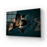 Vintage Elegant Luxury Gold Background Hand Drawn Lily Flowers Green Exotic Leaves Glass Wall Art - DIY - CreoGlass®