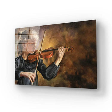 Violin Player Torn Edges Glass Wall Art - DIY - CreoGlass®