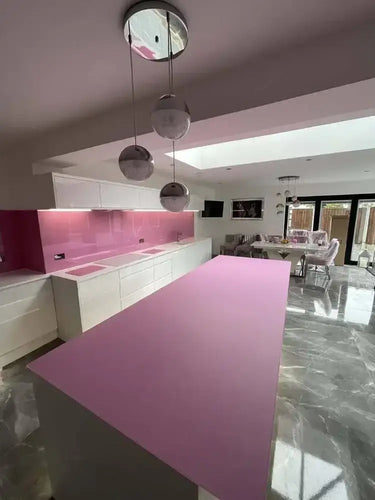 Pink Plain Colour 10mm Scratch Resistant Glass Worktop - CreoGlass®