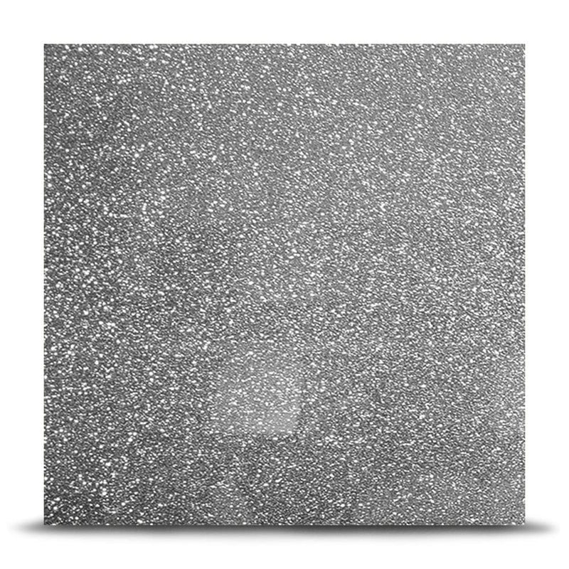 Sparkling silver decorative glass panel with textured finish for luxury interiors and architectural features