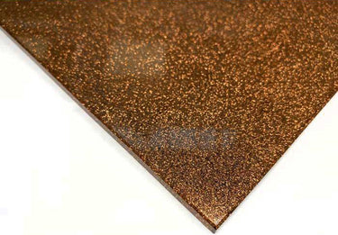 Bespoke decorative glass panel with sparkling bronze finish for luxury interiors and architectural projects