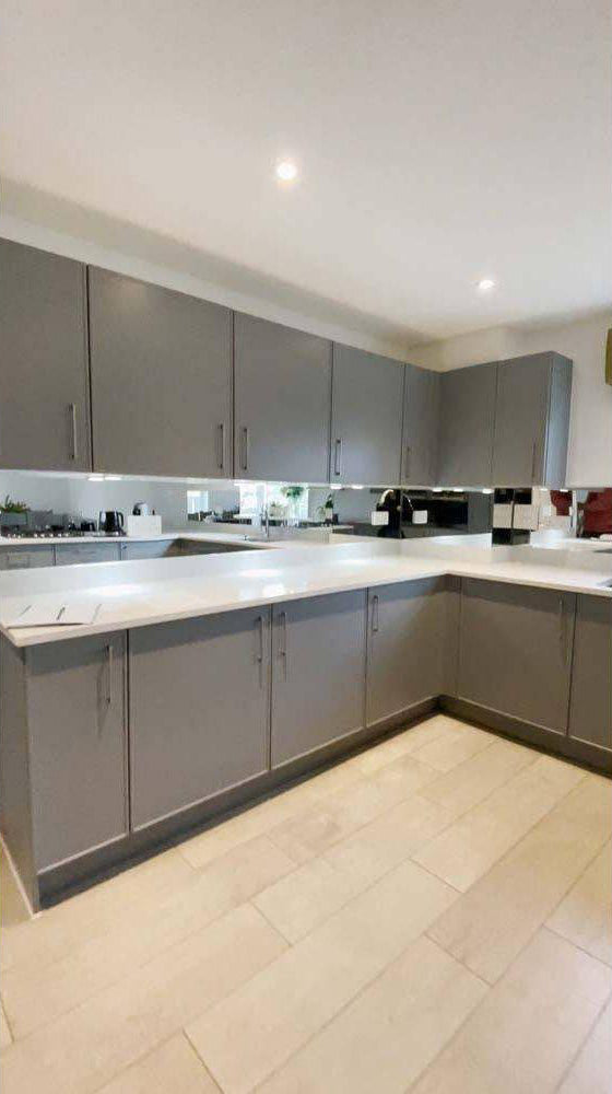 Silver Toughened Mirror Splashback - Bespoke