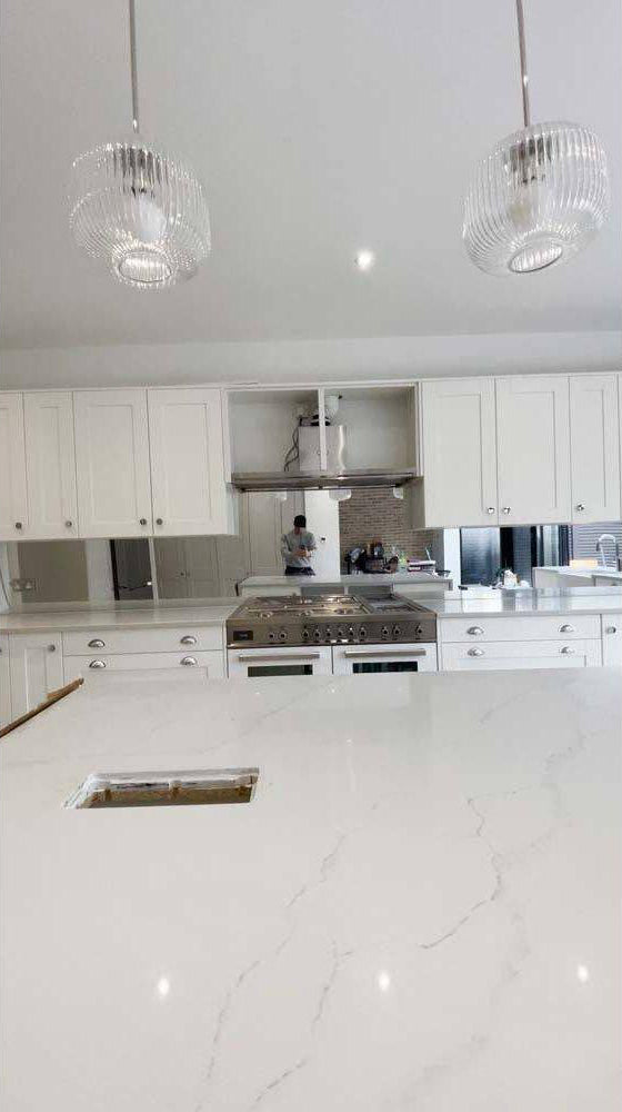 Silver Toughened Mirror Splashback - Bespoke