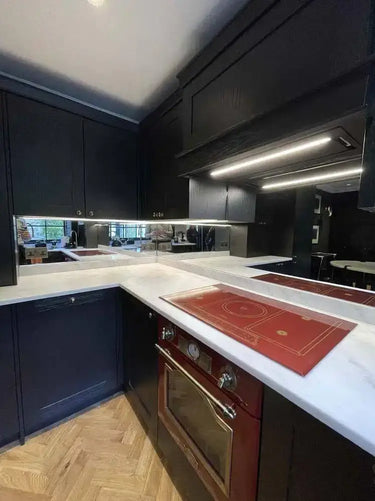 Silver Toughened Mirror Splashback - Bespoke - CreoGlass®