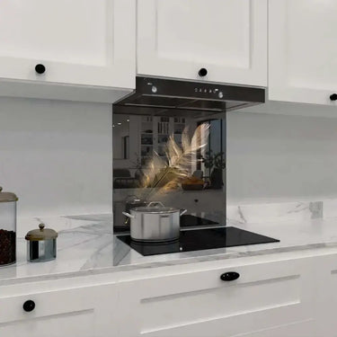 Gold Feather Printed Glass Splashback - DIY - CreoGlass®