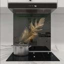 Gold Feather Printed Glass Splashback - DIY - CreoGlass®
