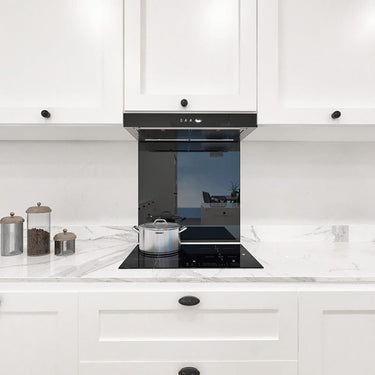 Jet Black Colour Glass Splashback - DIY - CreoGlass®