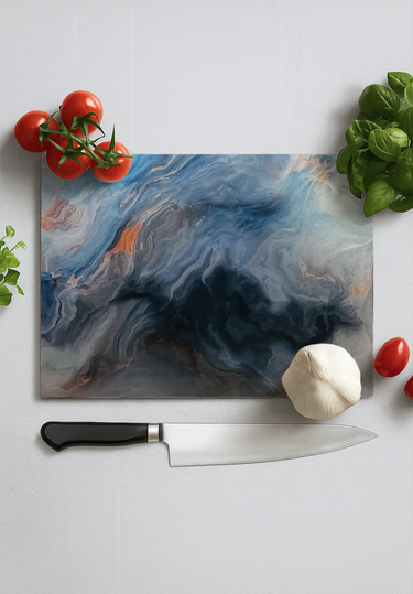 Ocean Mist Liquid Ink Glass Chopping Board and Placemat - CreoGlass®