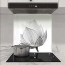 Lotus Black & White 2 Printed Glass Splashback - DIY - CreoGlass®