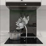 Lotus Black & White Printed Glass Splashback - DIY - CreoGlass®